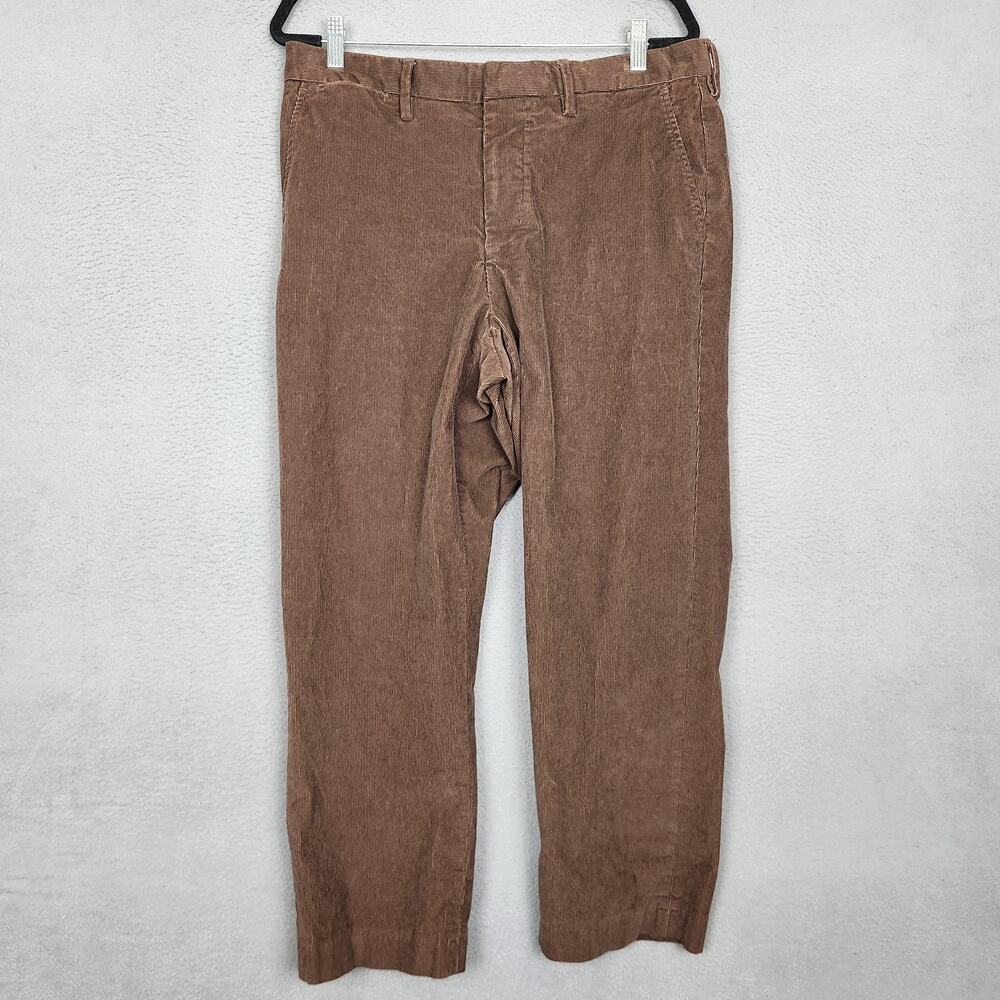 Lands End Pants Mens 35x27 Brown Corduroy Chino Classic Fit Stretch Casual